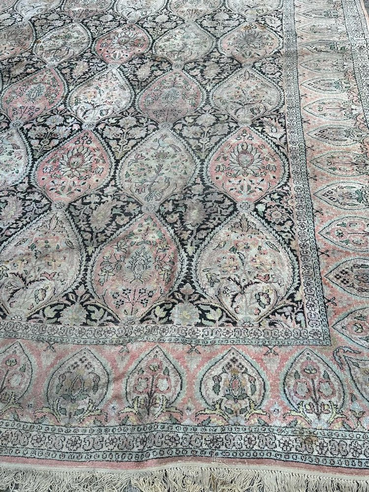 Large Vintage Silk Kashmir Rug, 1980s