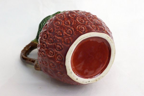 Large Vintage Slip Earthenware Lemonade Pitcher in the Shape of a Strawberry, 1970s-RNR-2019861