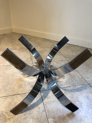 Large Vintage Smoked Glass and Chrome Coffee Table, 1970s-OJT-847790