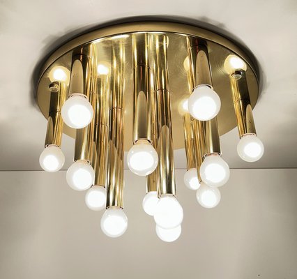 Large Vintage Space Age Brass Flush Light, 1970s-GUT-2027965