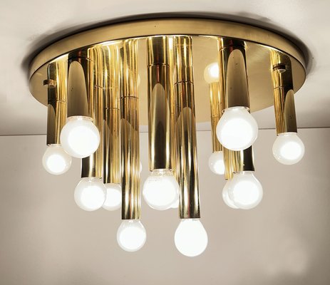 Large Vintage Space Age Brass Flush Light, 1970s-GUT-2027965