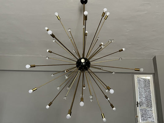 Large Vintage Sputnik Ottone Gold with Murano Crystals, 1990s