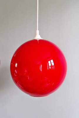 Large Vintage Suspension in Red Opaline, 1970s-FAX-1773519