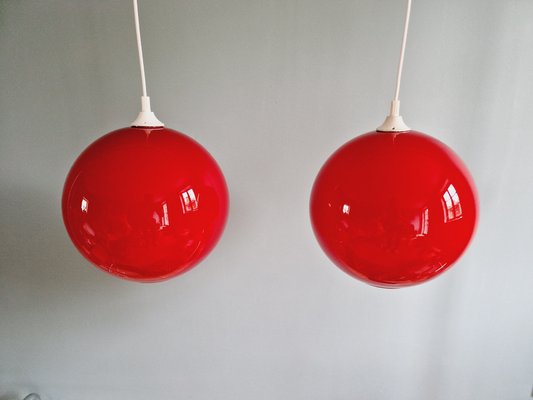 Large Vintage Suspension in Red Opaline, 1970s-FAX-1773519