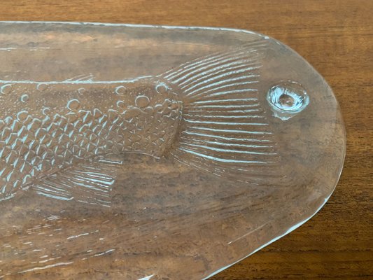 Large Vintage Swedish Glass Fish Plate from Pukeberg Glass-UAH-1114958