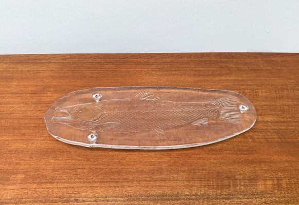 Large Vintage Swedish Glass Fish Plate from Pukeberg Glass-UAH-1114958