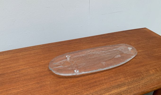 Large Vintage Swedish Glass Fish Plate from Pukeberg Glass-UAH-1114958