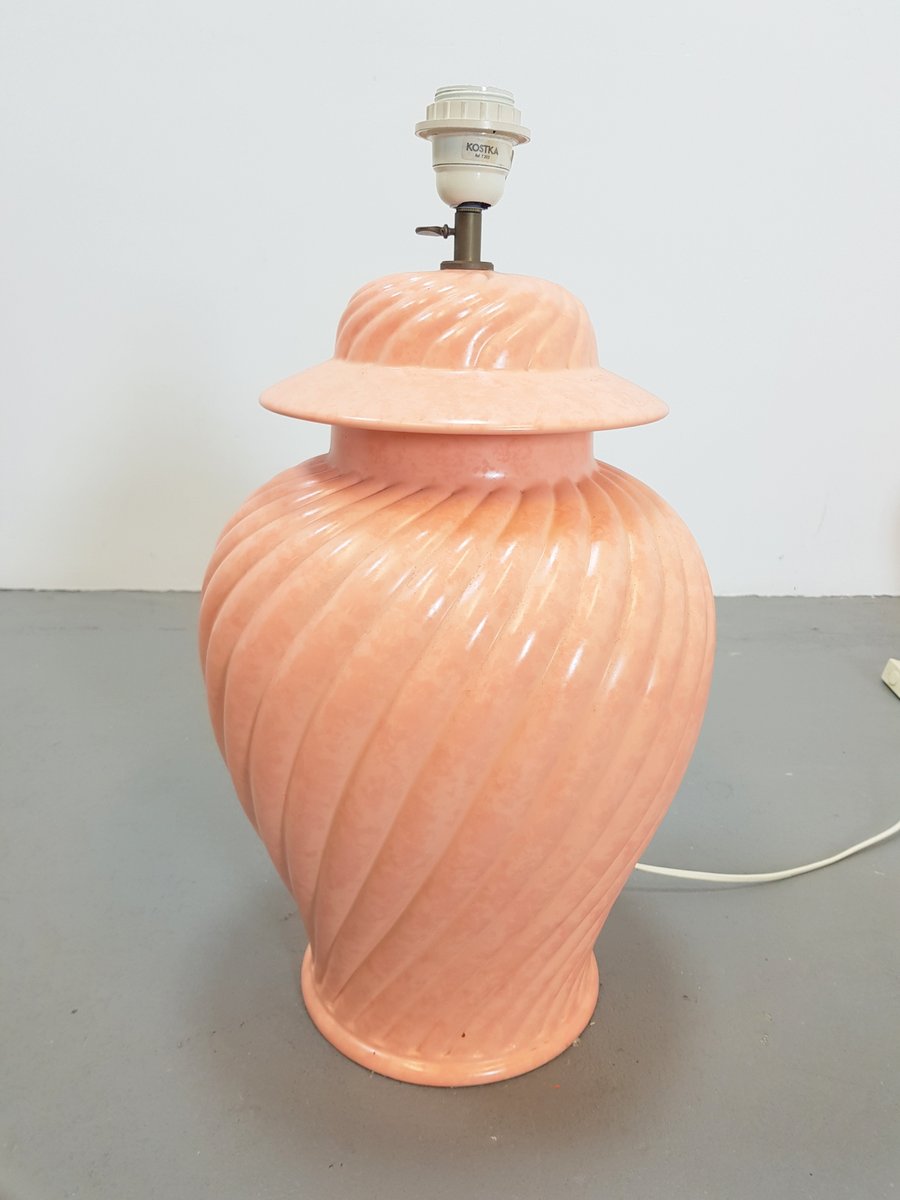 Large Vintage Table Lamp in Pink Ceramic from Kostka, France, 1980s