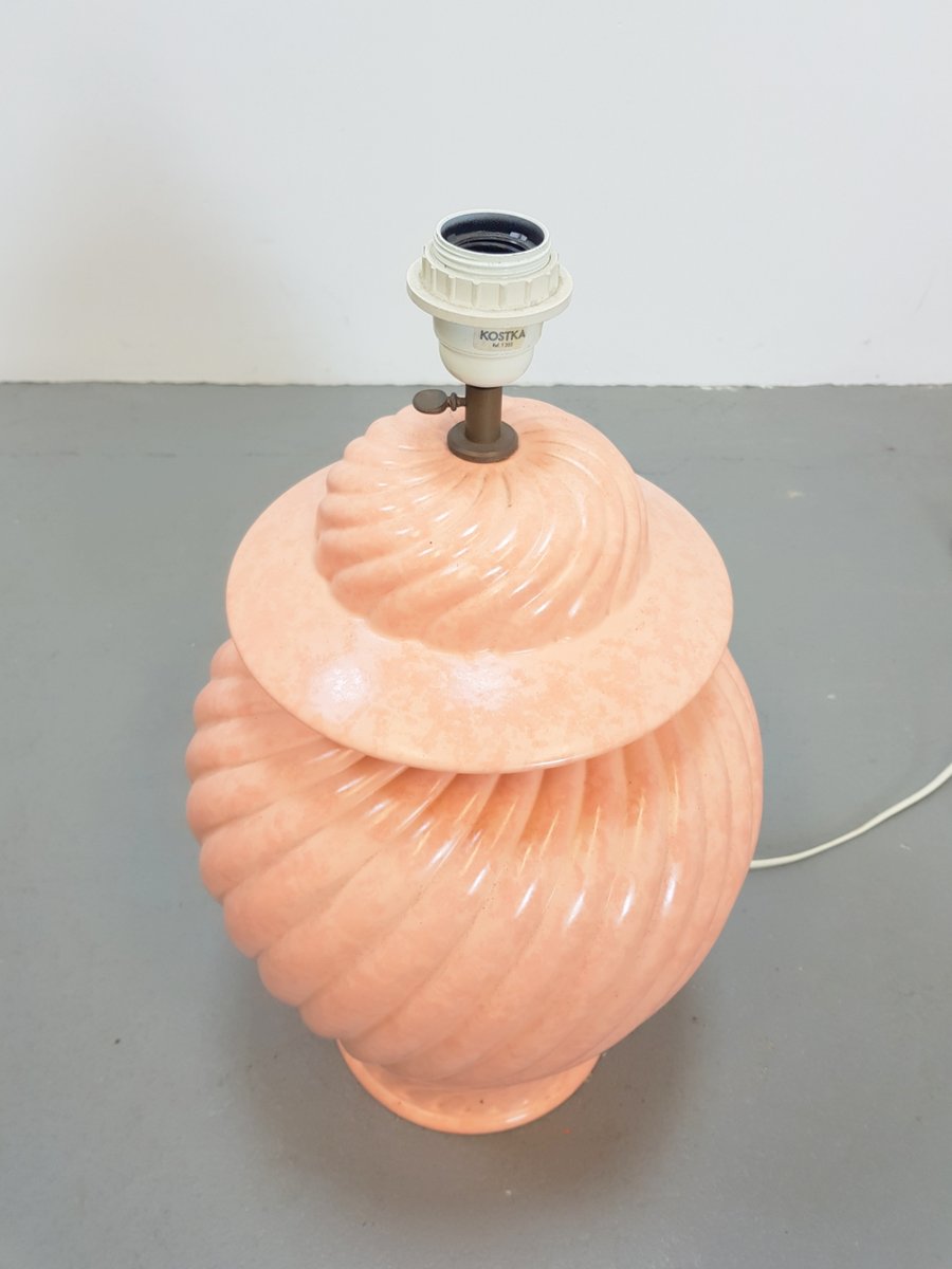 Large Vintage Table Lamp in Pink Ceramic from Kostka, France, 1980s