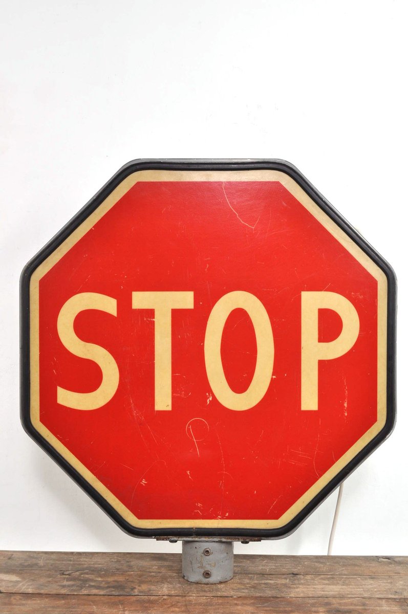 Large Vintage Traffic Stop Sign with Lighting, 1950s