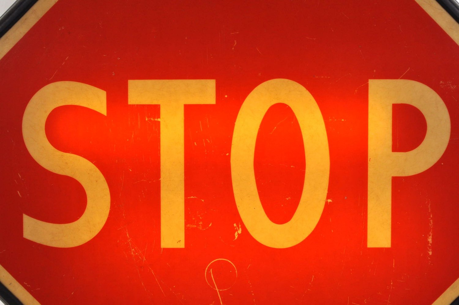 Large Vintage Traffic Stop Sign with Lighting, 1950s