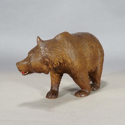 Large Vintage Wooden Strolling Bear Handcarved in Brienz, 1930s-KJP-1386644