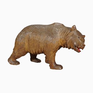 Large Vintage Wooden Strolling Bear Handcarved in Brienz, 1930s-KJP-1386644