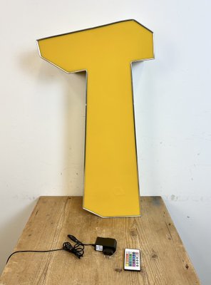 Large Vintage Yellow Illuminated Letter T, 1980s-CGF-1734098