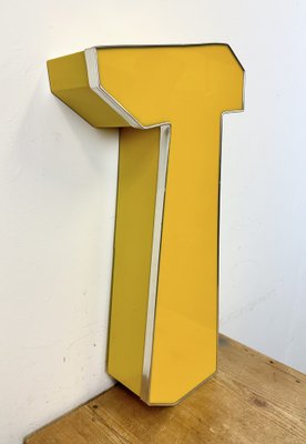 Large Vintage Yellow Illuminated Letter T, 1980s-CGF-1734098