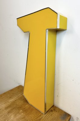 Large Vintage Yellow Illuminated Letter T, 1980s-CGF-1734098