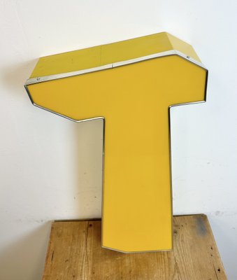 Large Vintage Yellow Illuminated Letter T, 1980s-CGF-1734098