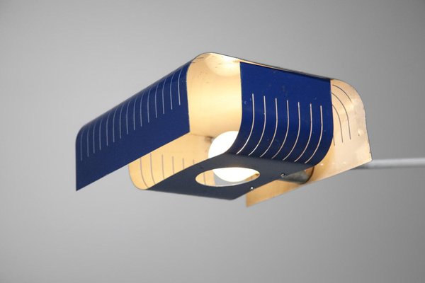 Large Wall Lamp in Blue and White Lacquered Metal, 1970s-YU-1808233