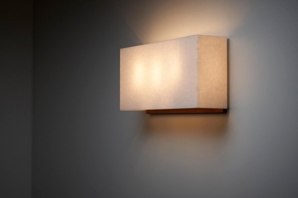 Large Wall Lamp with Textured Diffuser and Teak Frame from Kontakt-Werkstätten, 1960-POG-1721294