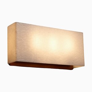 Large Wall Lamp with Textured Diffuser and Teak Frame from Kontakt-Werkstätten, 1960-POG-1721294