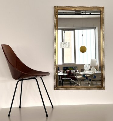 Large Wall Mirror in Brass from Vereinigte Werkstätten München, 1970s-VNE-1804376