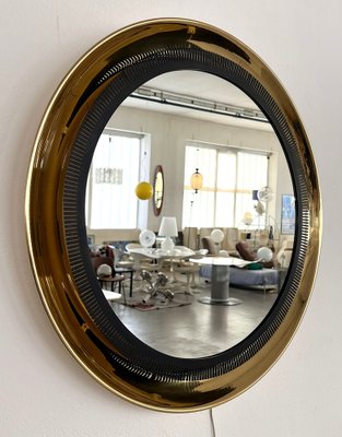 Large Wall Mirror with Brass Frame from Vereinigte Werkstätten Collection, 1970s-VNE-1816897