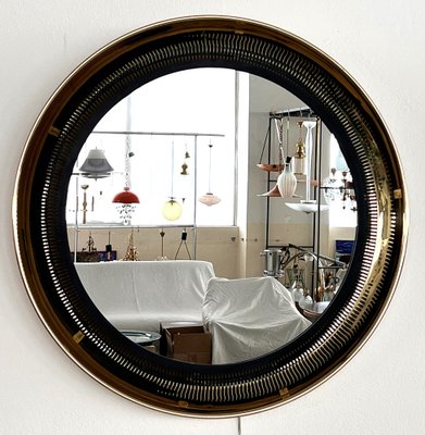 Large Wall Mirror with Brass Frame from Vereinigte Werkstätten Collection, 1970s-VNE-1816897