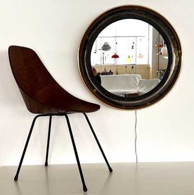 Large Wall Mirror with Brass Frame from Vereinigte Werkstätten Collection, 1970s-VNE-1816897