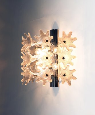 Large Wall Sconce with Murano Flowers & Chrome from Venini, Italy 1960s-DEK-932565