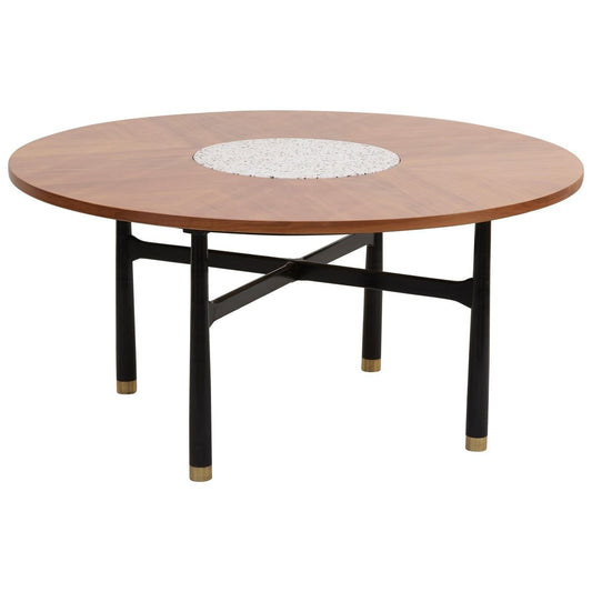 Large Walnut and Terrazzo Marble Table by Harvey Probber, 1960s