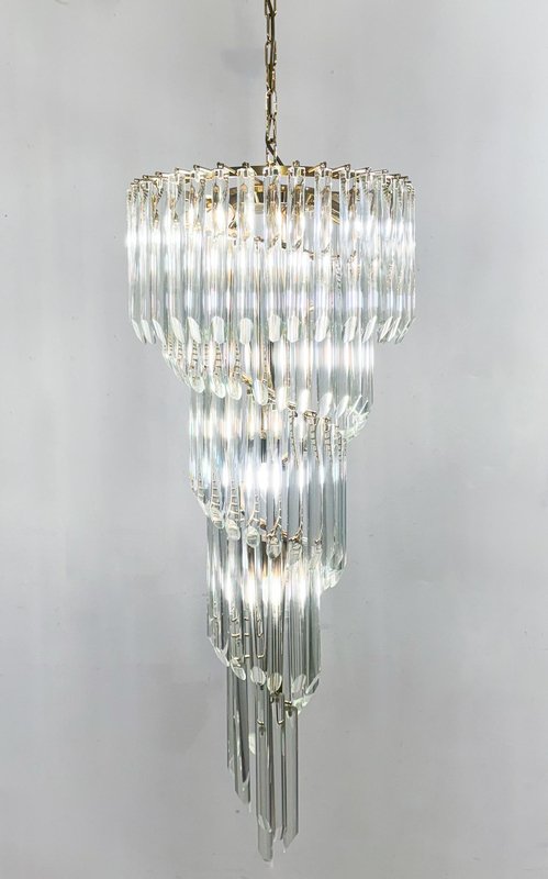 Large Waterfall Murano Glass Chandelier, 1970s