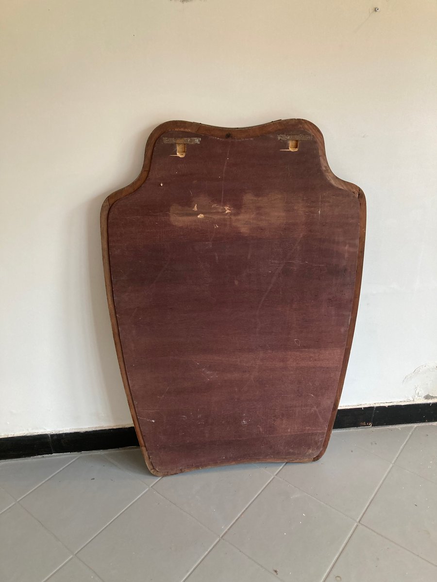 Large Wavy-Shaped Mirror with Zodiac Symbols Sandblasted in the Corners, 1960s