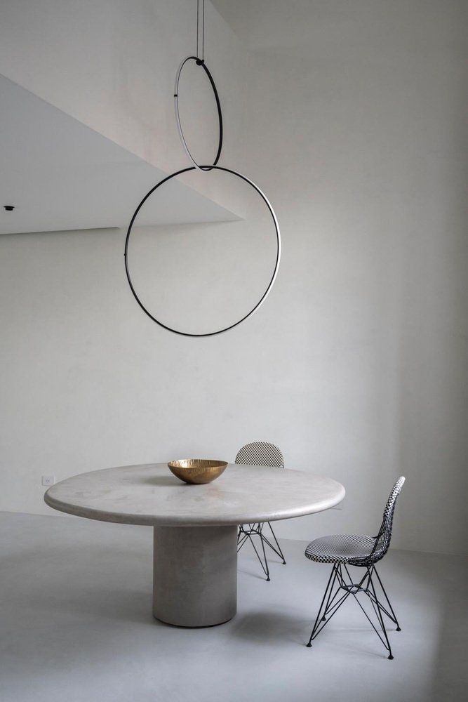 Large Waxed Concrete Round Table by Bicci De Medici