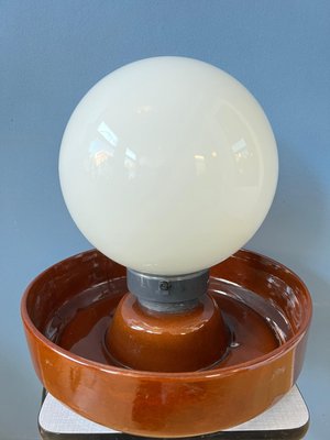 Large West German Ceramic Table Lamp with Glass Shade-ZBK-1349524