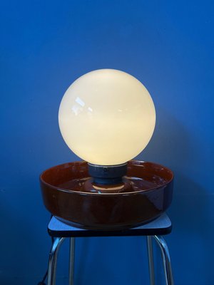 Large West German Ceramic Table Lamp with Glass Shade-ZBK-1349524