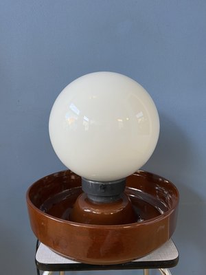 Large West German Ceramic Table Lamp with Glass Shade-ZBK-1349524