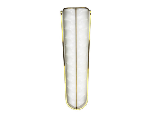 Large White Acrylic Glass, Metal & Brass Wall Lamp from Italian Cinema, 1950s