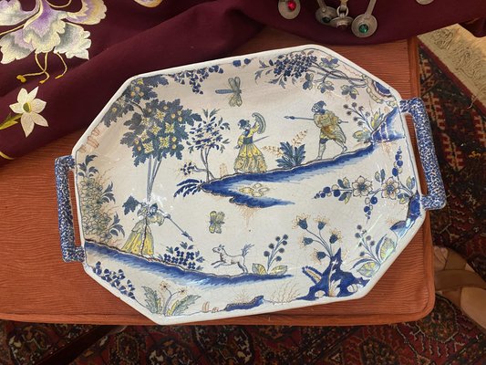 Large White & Blue Faience Dish-TEP-1802686