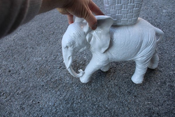 Large White Ceramic Elephant Sculpture from Vivai del Sud, Italy, 1960s-EH-1806379