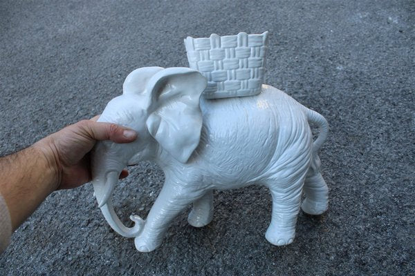 Large White Ceramic Elephant Sculpture from Vivai del Sud, Italy, 1960s-EH-1806379