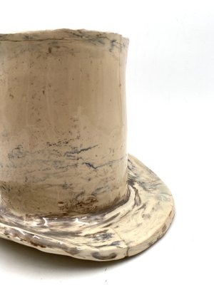 Large White Ceramic Top Hat Sculpture, France, 1950s-TXN-1355084