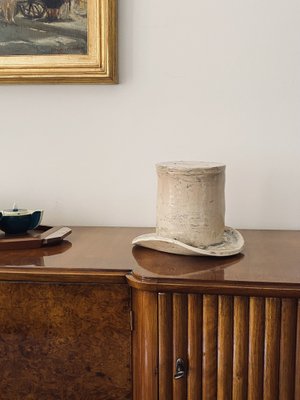 Large White Ceramic Top Hat Sculpture, France, 1950s-TXN-1355084