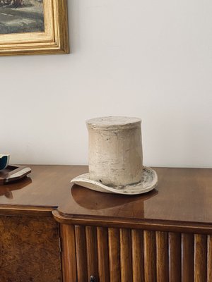 Large White Ceramic Top Hat Sculpture, France, 1950s-TXN-1355084