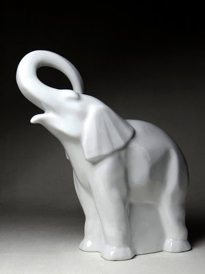 Large White Elephant Subject in Fine White Limoges Porcelain, 1960s-GRD-2020147