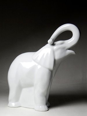 Large White Elephant Subject in Fine White Limoges Porcelain, 1960s-GRD-2020147