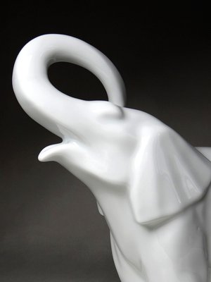 Large White Elephant Subject in Fine White Limoges Porcelain, 1960s-GRD-2020147