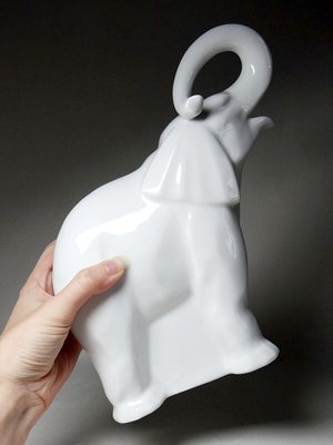 Large White Elephant Subject in Fine White Limoges Porcelain, 1960s-GRD-2020147