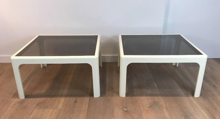 Large White Fiberglassside Tables from Poschinger, Germany, 1970s, Set of 2-BA-658584