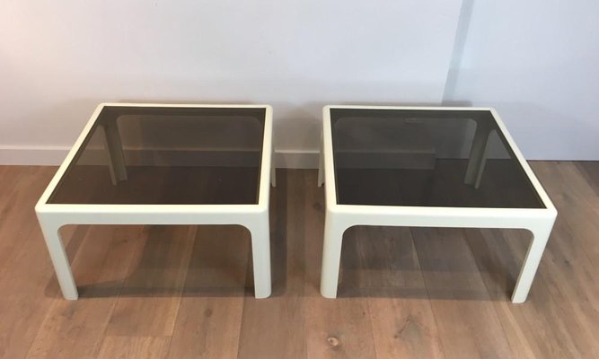 Large White Fiberglassside Tables from Poschinger, Germany, 1970s, Set of 2-BA-658584