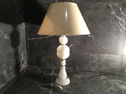 Large White Glass Table Lamp, 1970s-WQQ-775627